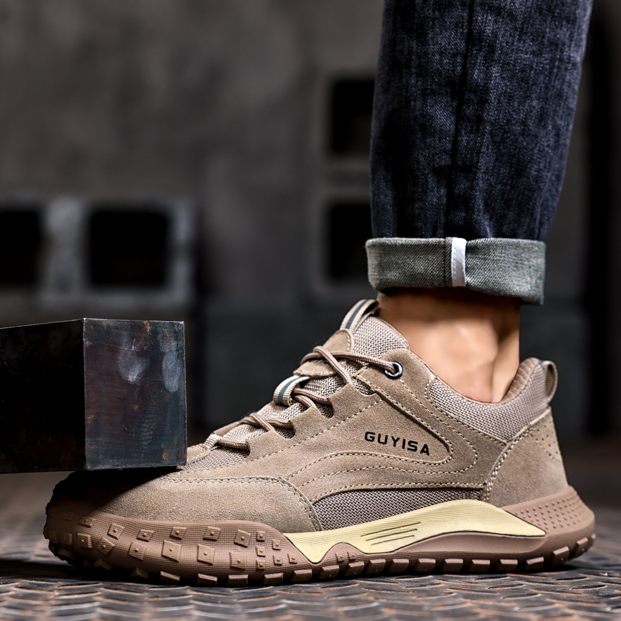 Premium Industrial Safety Shoes with Anti-Puncture & Breathable Suede for Construction Work