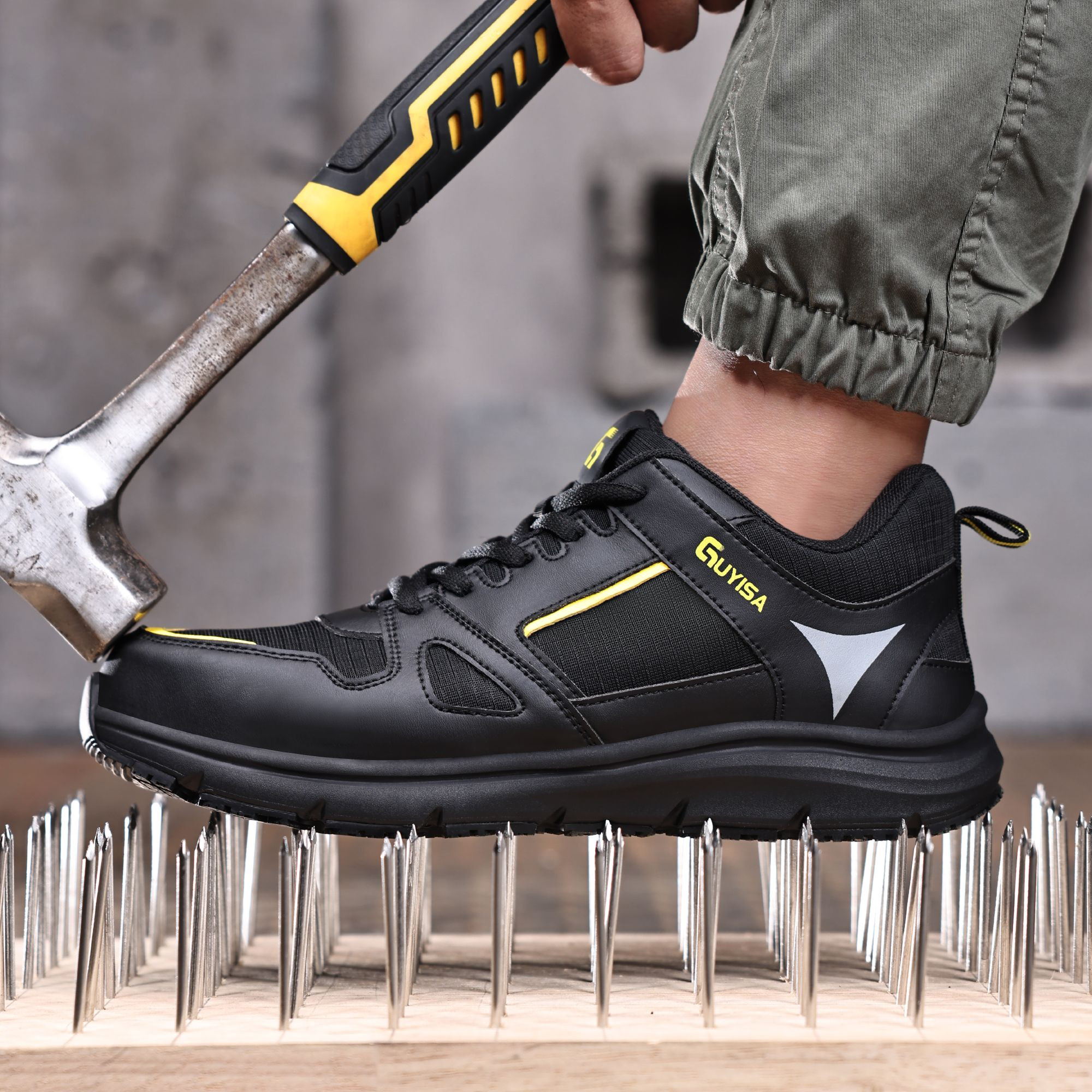 Certified Lightweight Mens Steel Toe SRC Anti-Slip Safety Shoes Work-Approved with Impact Puncture Protection
