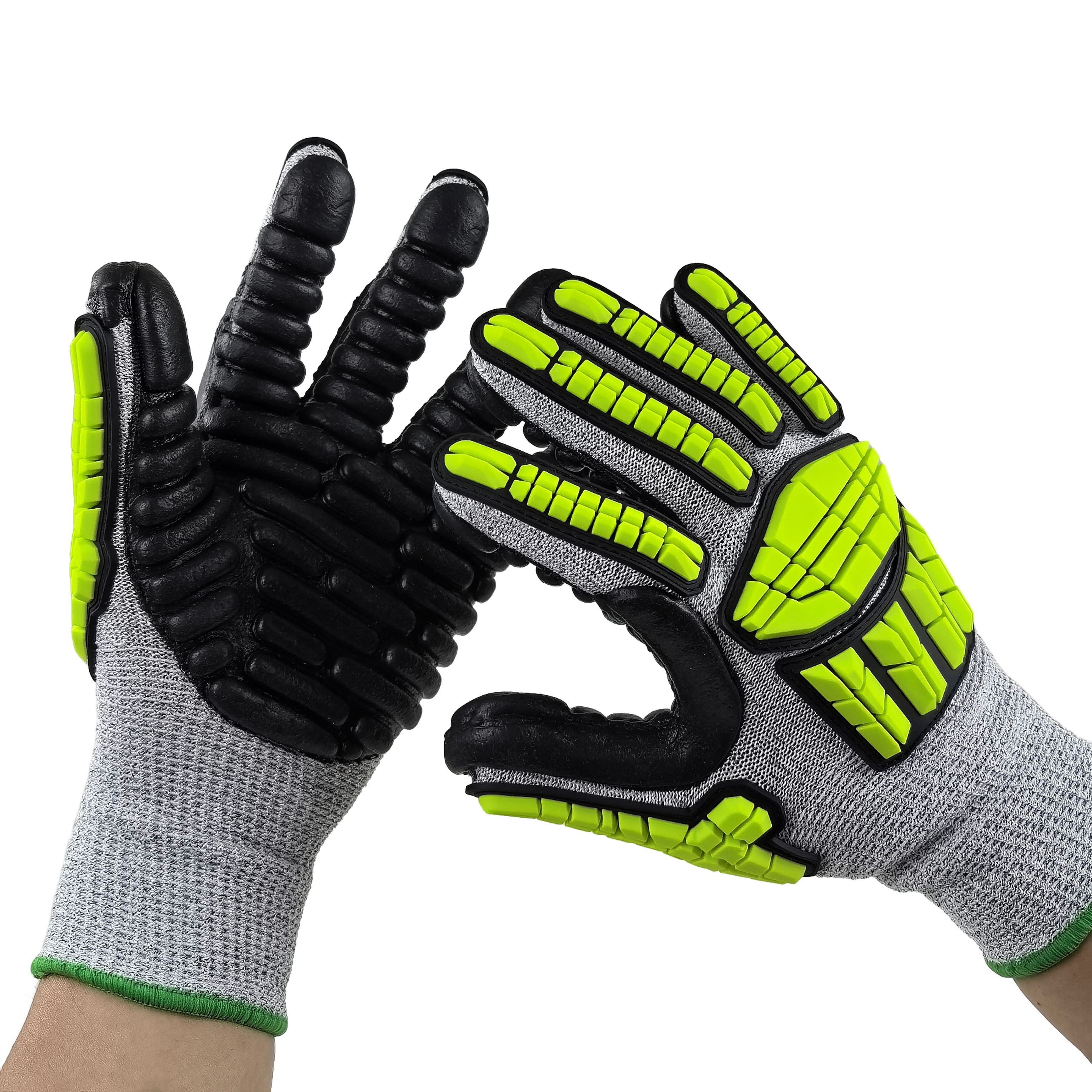 Cut Level 5 Anti-Impact TPR Stitched Gloves 7G with HPPE & Steel Knit Foam Rubber Palm for Heavy Duty Repair & Workshop