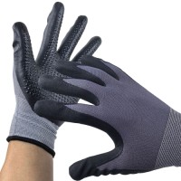 Double-Grip Tech Nitrile Foam & PVC Dotted Gloves 15G Nylon-Spandex Blend for Oil/Slip Resistance in Logistics Handlin