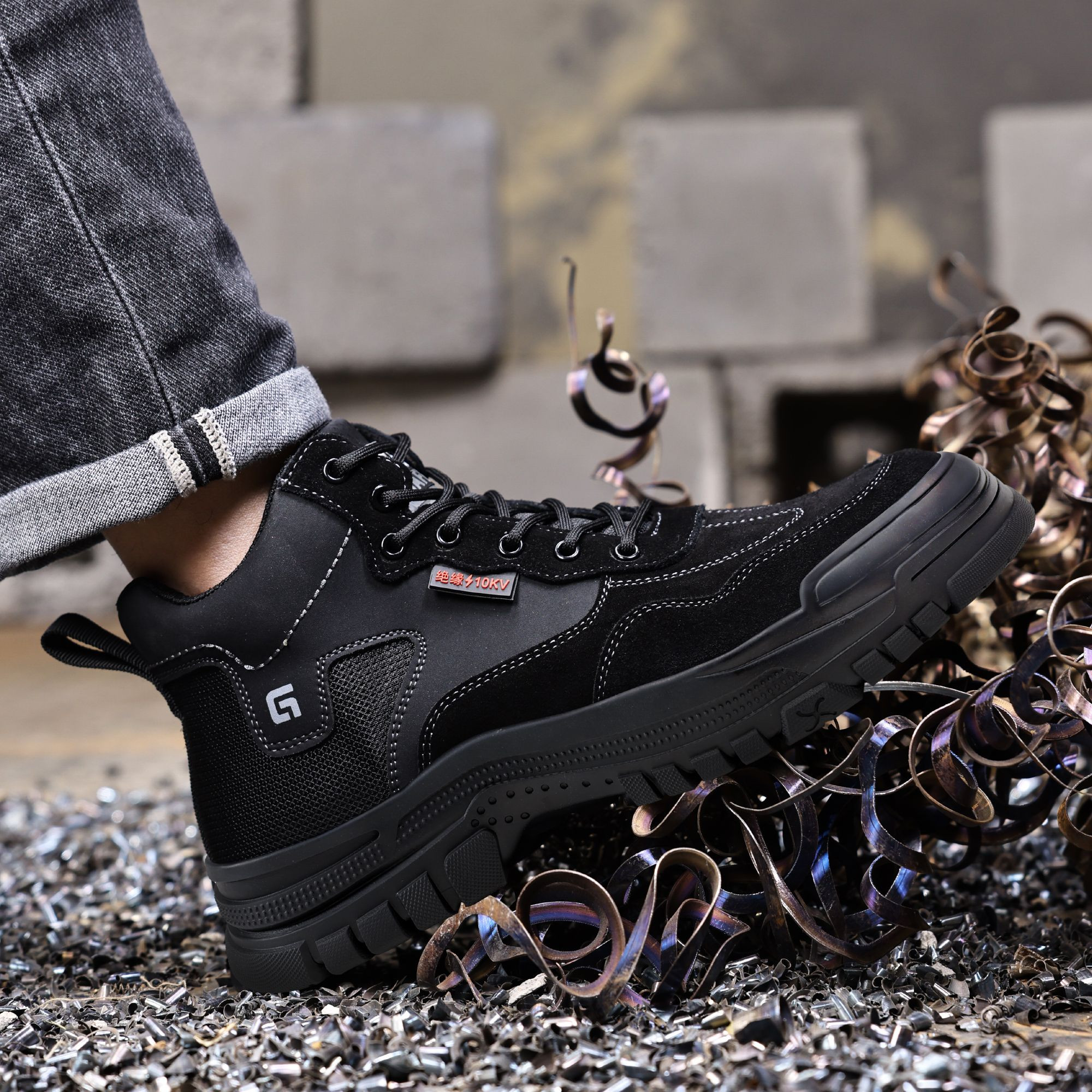 GUYISA Antistatic Puncture Proof Steel Toe Work Boots Insulation Anti Smashing Light Weight Safety Shoes for Men