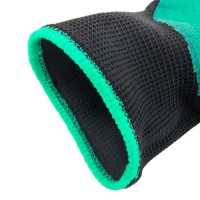Industrial Four Finger Cots 13G Black Polyester Green Latex Foam Coated for Precision Work & Anti-Slip Grip