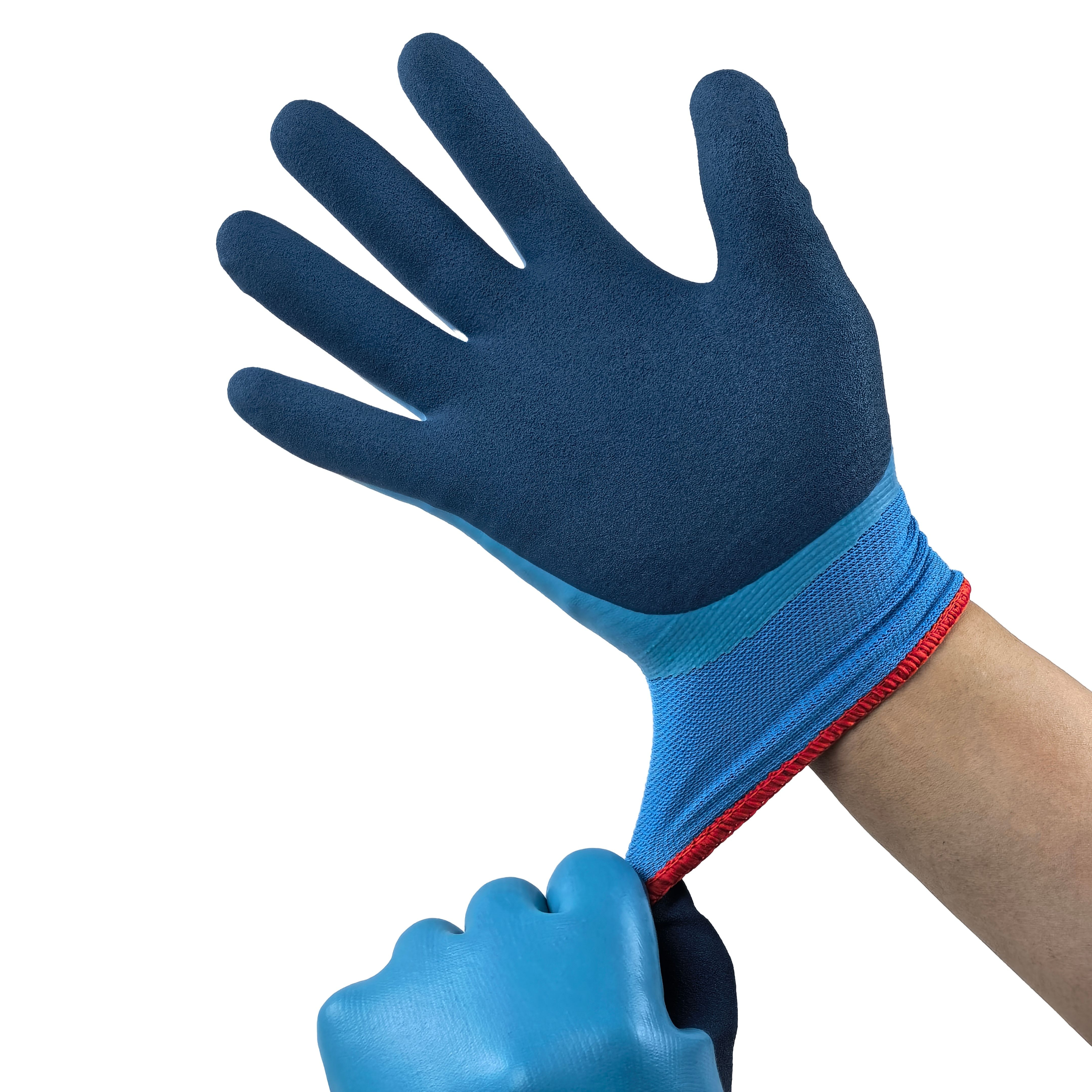 Double Layer Gloves 15G Acrylic Outer with 7G Latex Sandy Liner for Winter Workshop Safety & Anti-Slip Grip