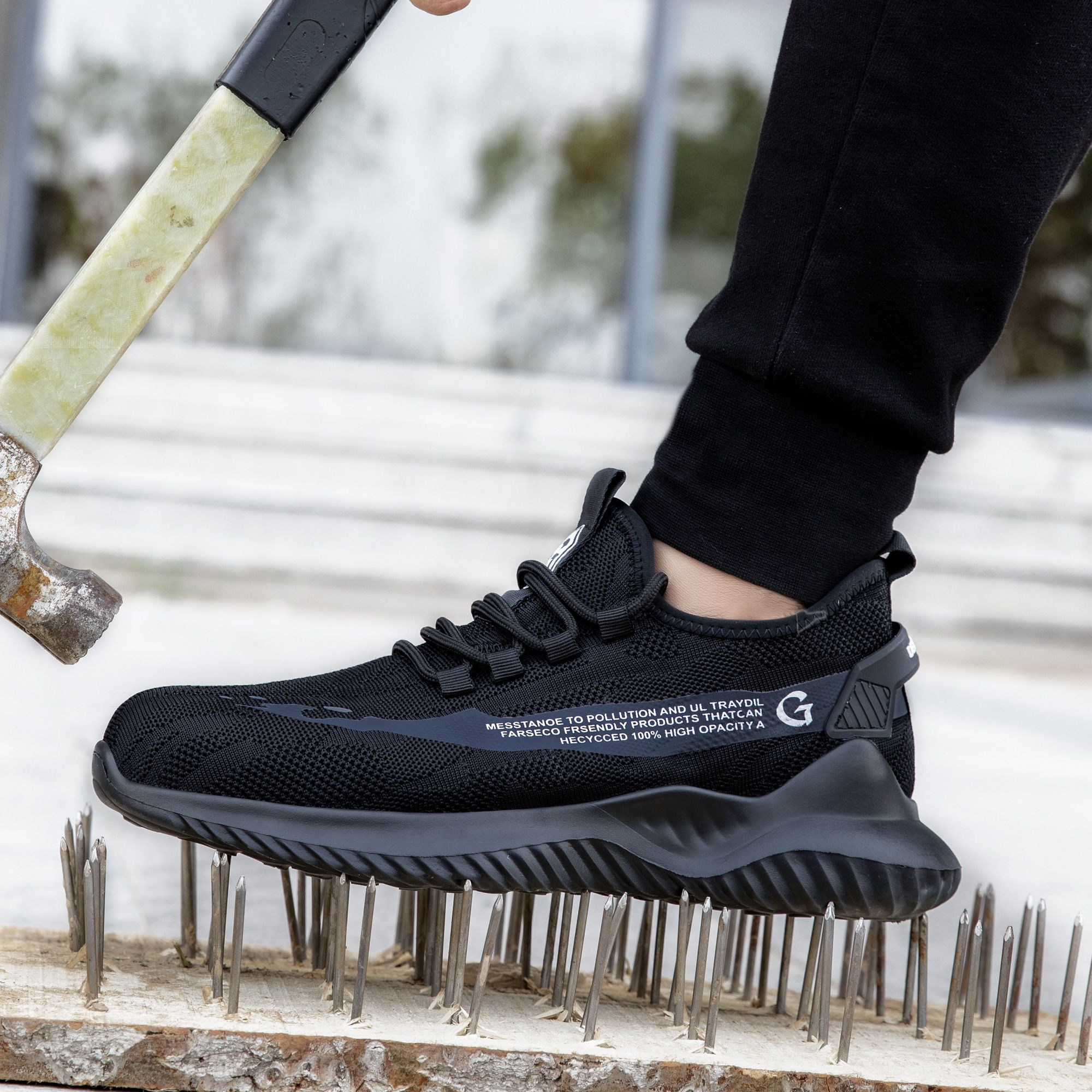 Wholesale Safety Boot Breathable Anti-Smash Steel Toe Cap Indestructible Work Shoes EVA Insole Anti-Slip Features