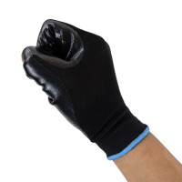 Double Black Palm Dipped Gloves 13G Polyester Nitrile Coated for Industrial Handling & Workshop Safety