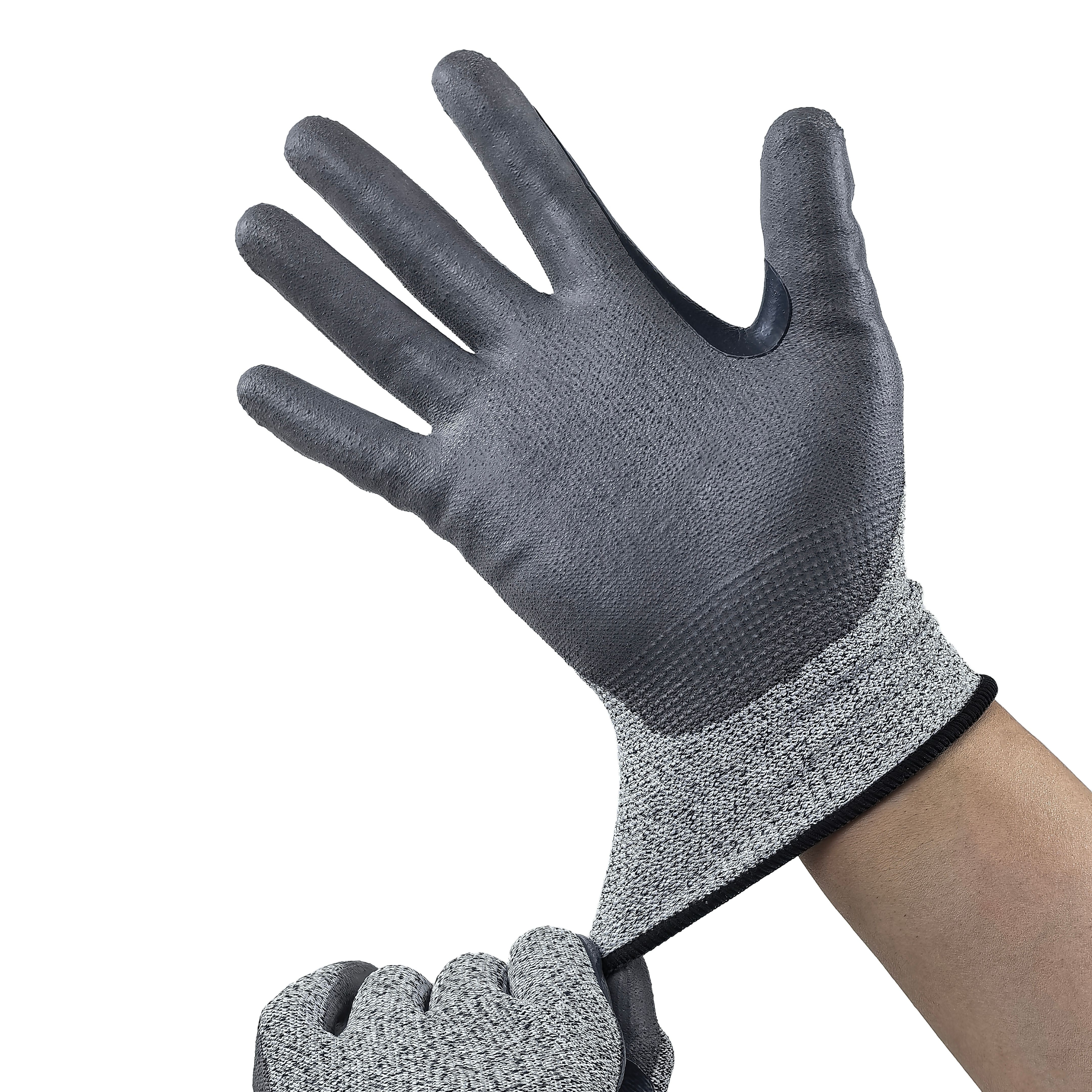 Cut Level C Palm Dipped PU Gloves 13G Reinforced Fourchettes & Voyager Palm for Welding Sparks & Workshop Safety
