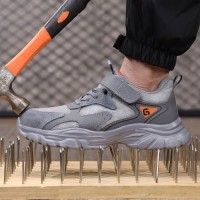 GUYISA Safety Shoes Light Weight European Standard Steel Toe Rubber and Plastic Grey Safety Shoes