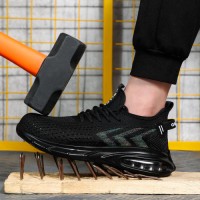 Industrial Boots Breathable Steel Toe Flyknit Fabric European Standard Overlock Heavy Duty Work Protection