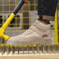 GUYISA New High-top Fashion Safety Shoes Outdoor Steel Toe Hiking Anti-smashing and Puncture-resistant Safety Shoes