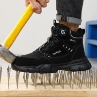 Safety Boots Men Mesh Upper Anti-slip Breathable Anti-static Cushioned Rubber Outsole Safety Boots Men