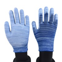 White PU Palm Dipped Gloves 13G Striped Nylon Blend for Enhanced Visibility & Workshop Safety