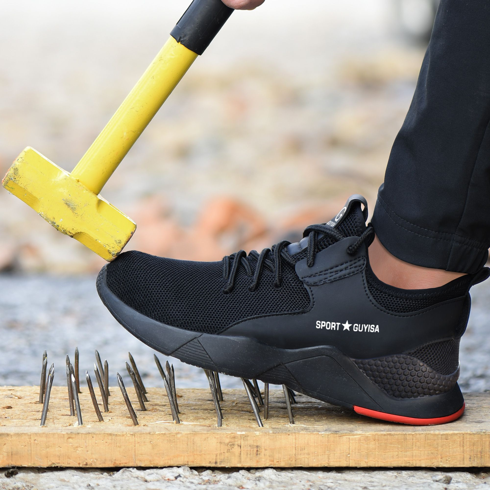GUYISA Hot Sale Anti Puncture Breathable Microfiber Steel Toe Labor Safety Shoes for Construction