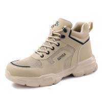 GUYISA Microfiber Upper Workwear Series European Standard Steel Toe Beige Color Safety Shoes for Unsex