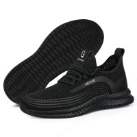 China factory fast delivery workers protection black mesh surface breathable safety shoes CE anti-hit anti-puncture