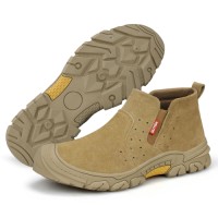 GUYISA Brand Construction Shoes Breathable Suede Wear-resistant Rubber Sole Mens Woodland Steel Toe Safety Shoes
