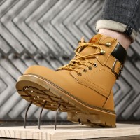Lightweight Mens Guyisa Safety Shoes Waterproof High Top Construction Boots with Steel Toe Foot Protection Not Tiring