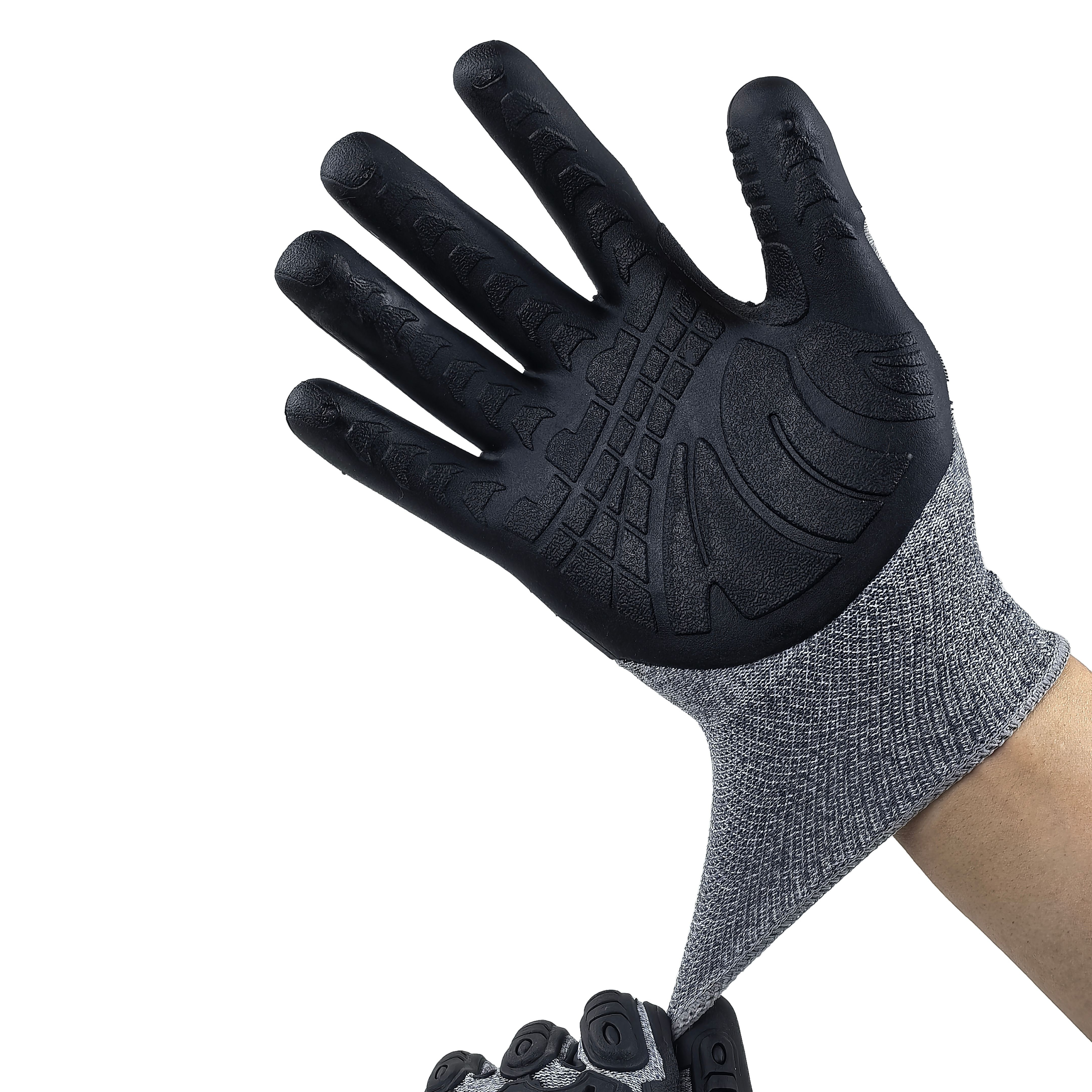 Shock-Absorbing TPE Gloves Marl Grey Nylon Spandex Blend 15G for Warehouse Safety & Logistics Handling