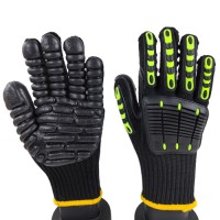 Anti-Impact Stitched TPR Gloves 7G Five-Finger with Foam Rubber Palm for Auto Repair & Workshop Safety