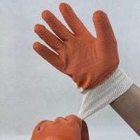 Crinkle Latex Coated Work Gloves 21S Flannel Liner Half Finger for ESD-Safe Electronics Assembly & Industrial Grip