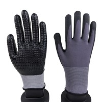 Double-Grip Tech Nitrile Foam & PVC Dotted Gloves 15G Nylon-Spandex Blend for Oil/Slip Resistance in Logistics Handlin